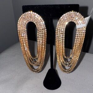 Elegant Gold Rhinestone Earrings